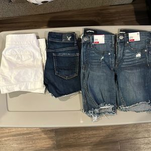 4 pairs of women’s shirts size 00 with one 0 Express American Eagle Ann Taylor